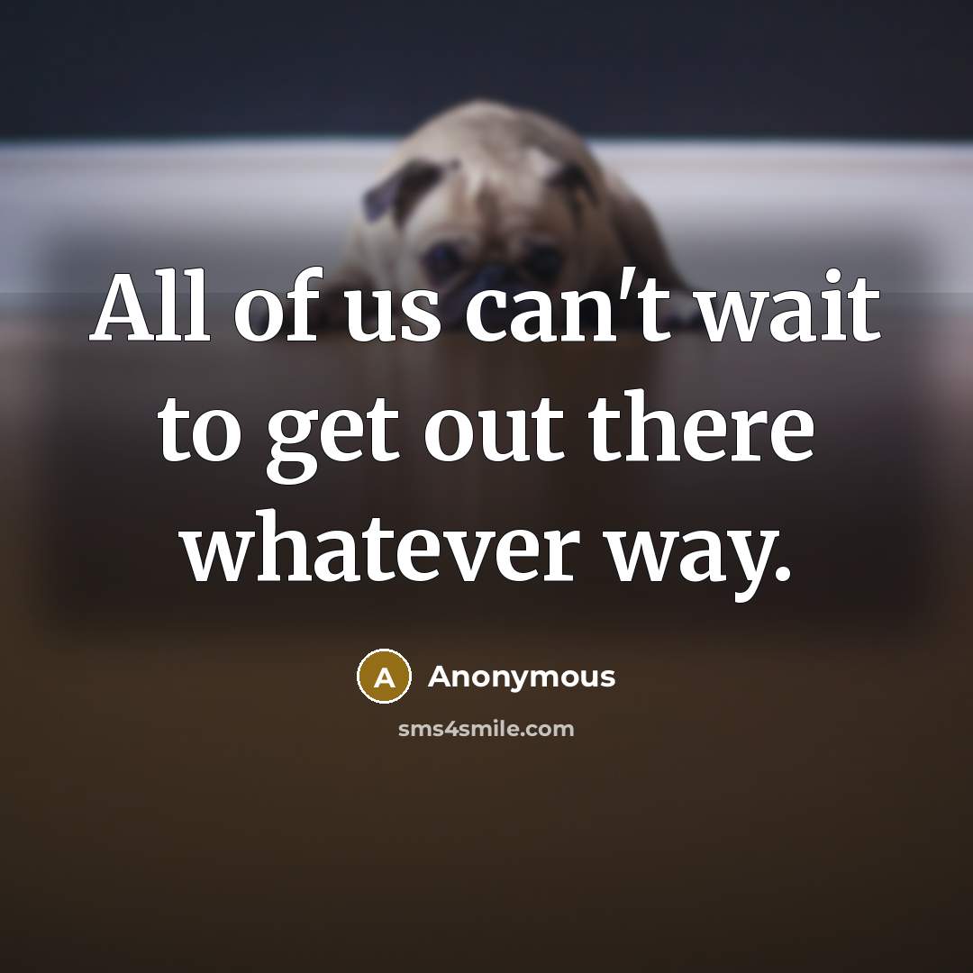 “All of us can't wait to get out there whatever way.” quote by Anonymous