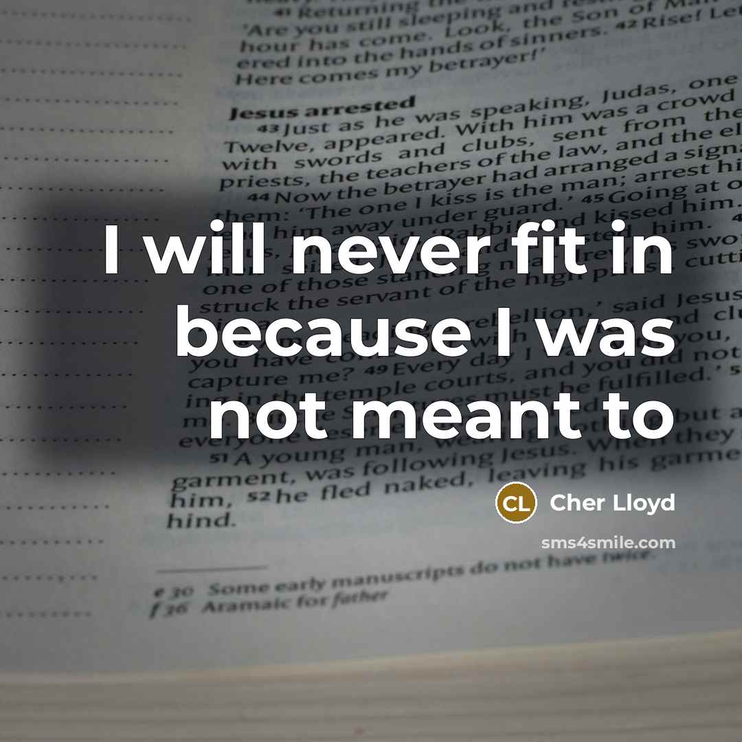 “I will never fit in because I was not meant…” quote by Cher Lloyd