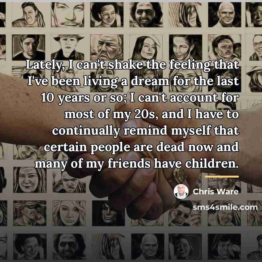 “Lately, I can't shake the feeling that I've been living…” quote by Chris Ware