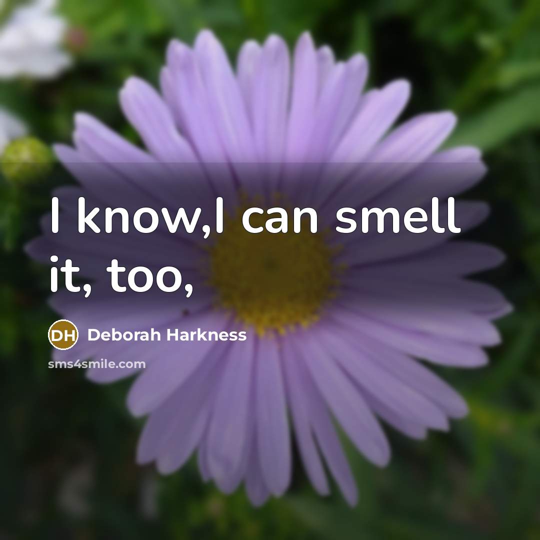 “I know,I can smell it, too,…” quote by Deborah Harkness