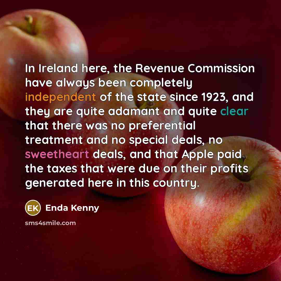 “In Ireland here, the Revenue Commission have always been completely…” quote by Enda Kenny