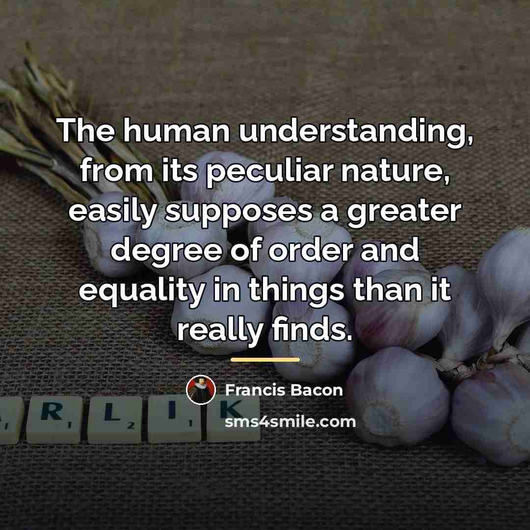 “The human understanding, from its peculiar nature, easily supposes a…” quote by Francis Bacon