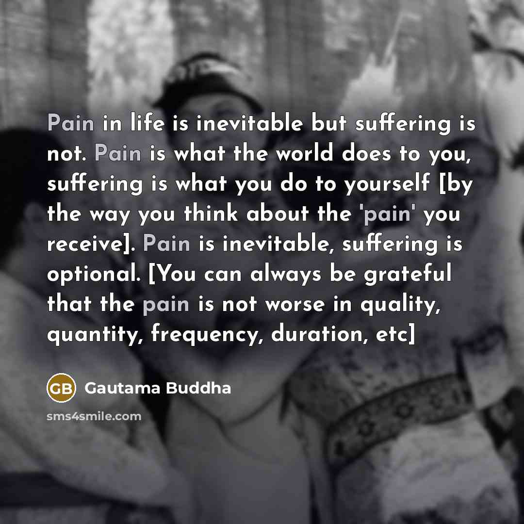 “Pain in life is inevitable but suffering is not. Pain…” quote by Gautama Buddha