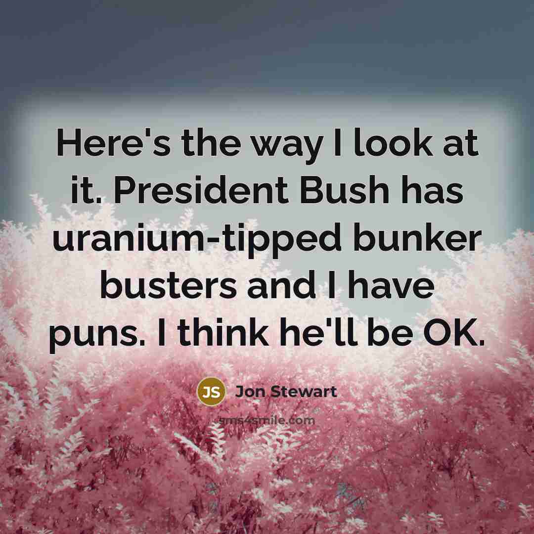 “Here's the way I look at it. President Bush has…” quote by Jon Stewart