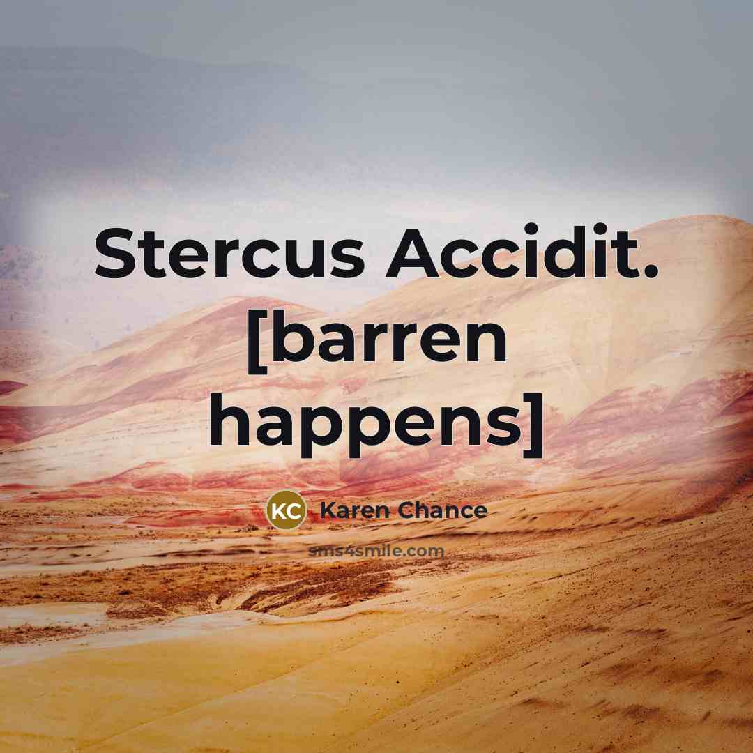 “Stercus Accidit. [barren happens]…” quote by Karen Chance