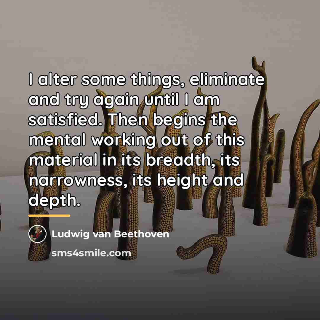 “I alter some things, eliminate and try again until I…” quote by Ludwig van Beethoven
