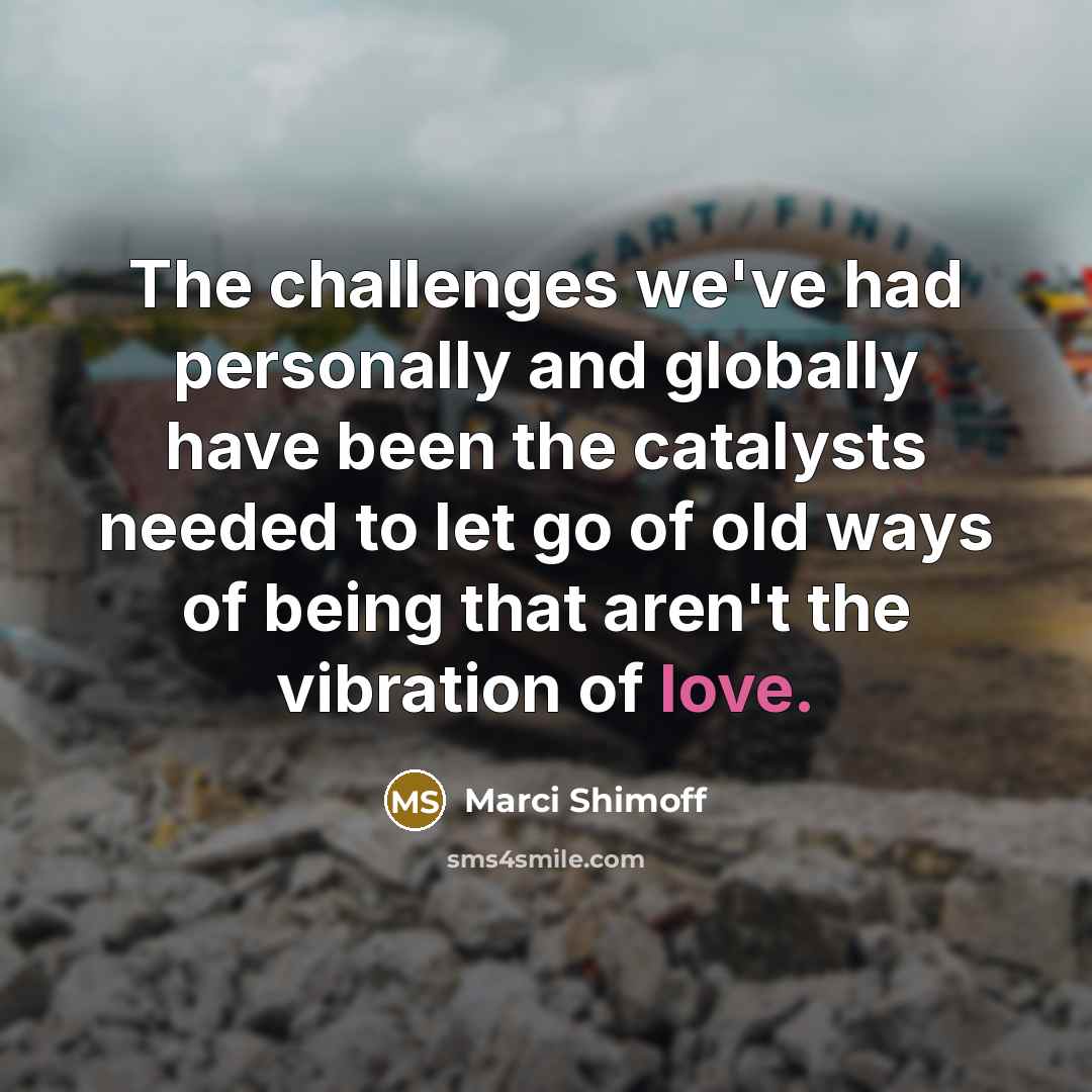 “The challenges we've had personally and globally have been the…” quote by Marci Shimoff