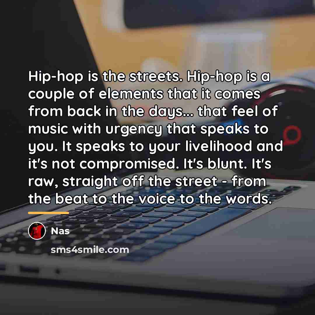“Hip-hop is the streets. Hip-hop is a couple of elements…” quote by Nas