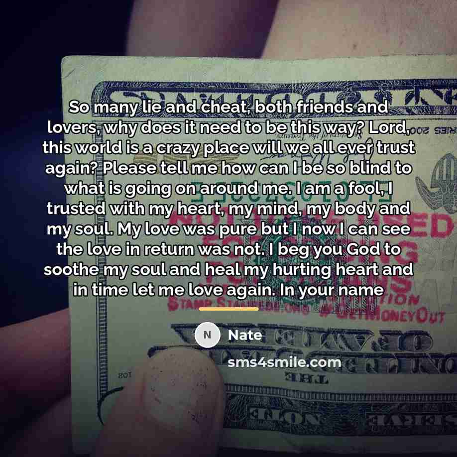 “So many lie and cheat, both friends and lovers, why…” quote by Nate