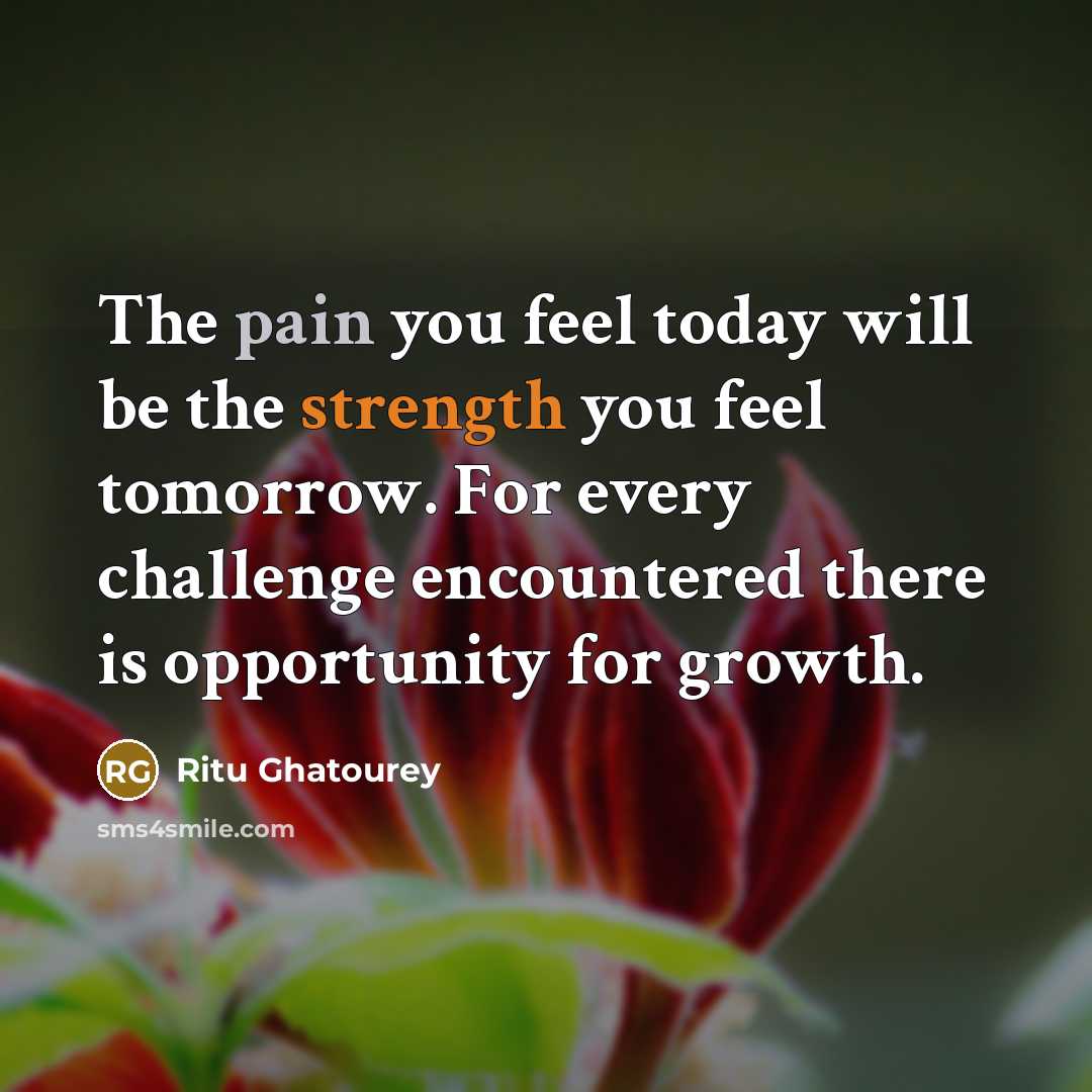“The pain you feel today will be the strength you…” quote by Ritu Ghatourey