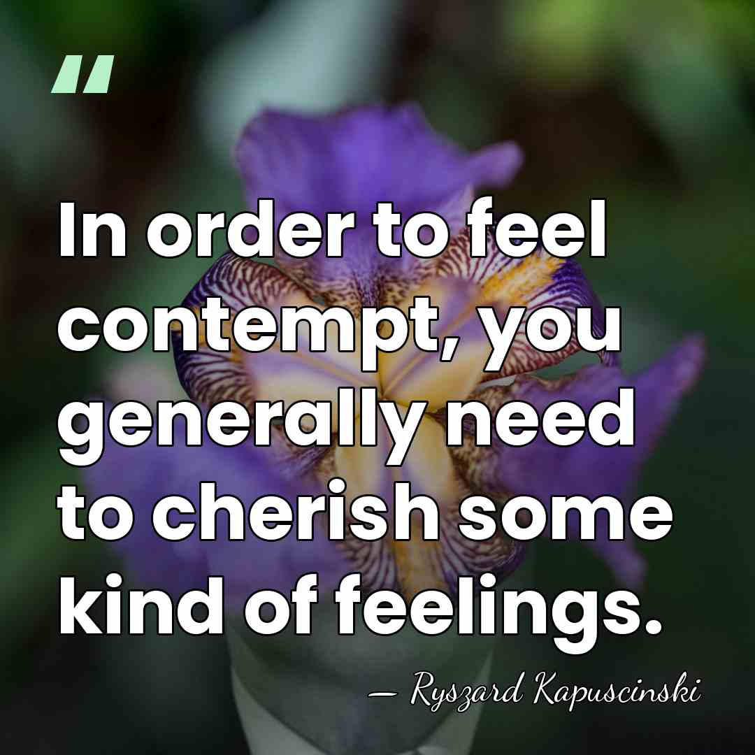 In order to feel contempt, you generally need to cherish some kind&hellip; - Ryszard Kapuscinski