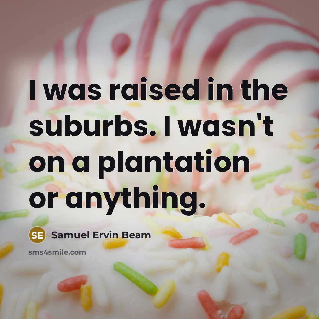 “I was raised in the suburbs. I wasn't on a…” quote by Samuel Ervin Beam