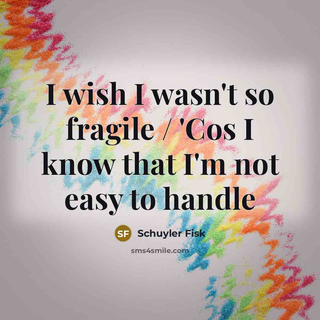 “I wish I wasn't so fragile / 'Cos I know…” quote by Schuyler Fisk