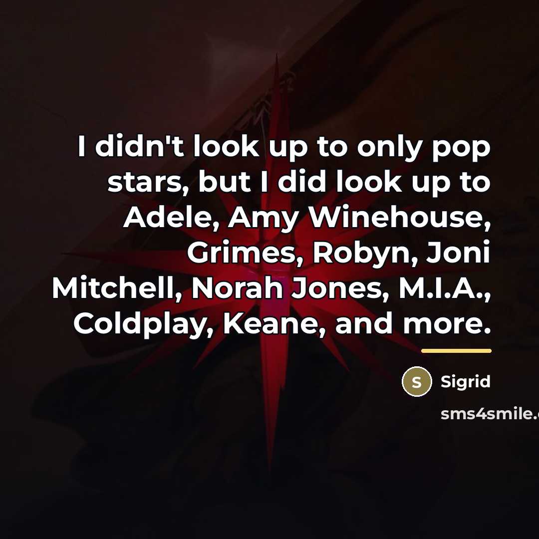“I didn't look up to only pop stars, but I…” quote by Sigrid
