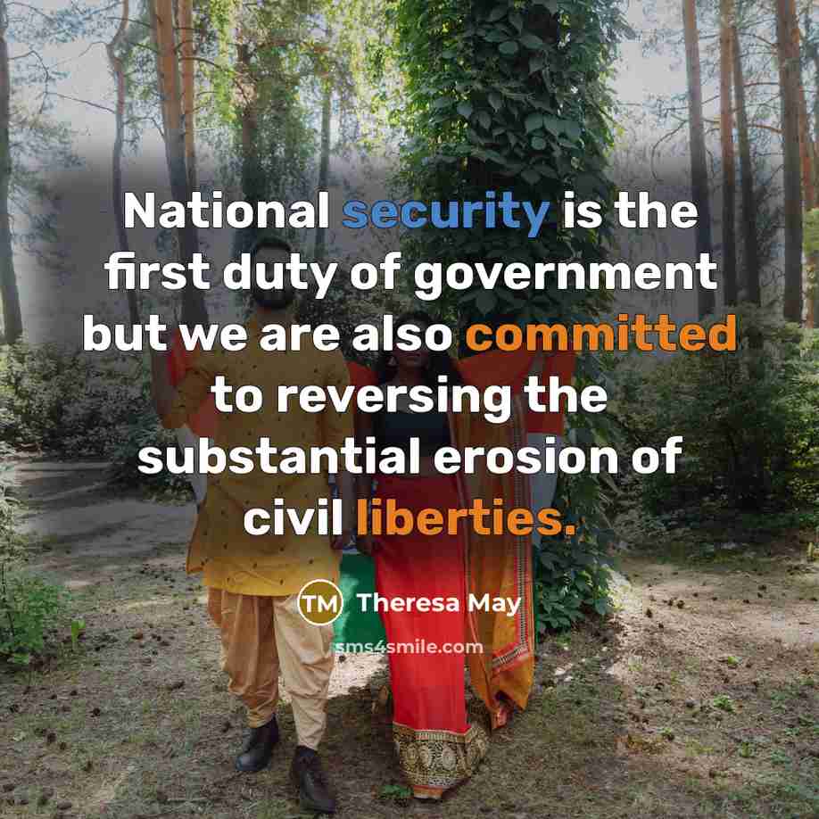 “National security is the first duty of government but we…” quote by Theresa May