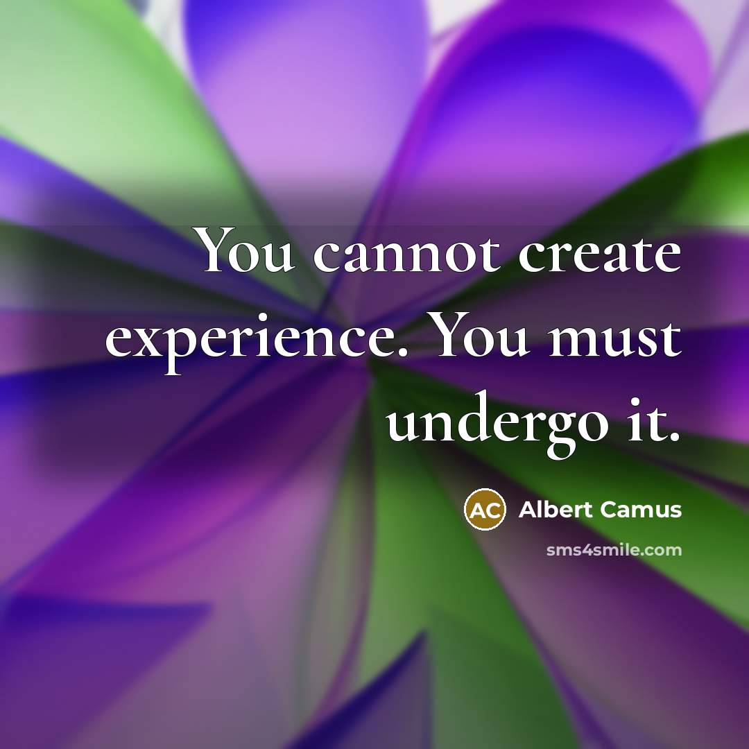 “You cannot create experience. You must undergo it.” quote by Albert Camus