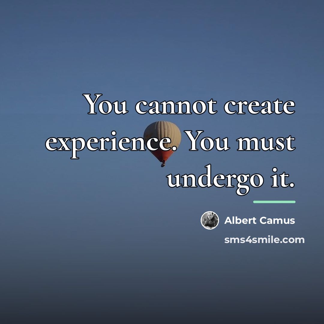 “You cannot create experience. You must undergo it.…” quote by Albert Camus