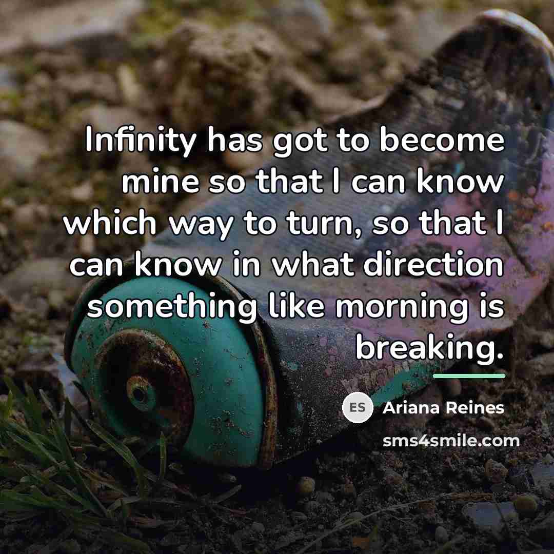 “Infinity has got to become mine so that I can…” quote by Ariana Reines