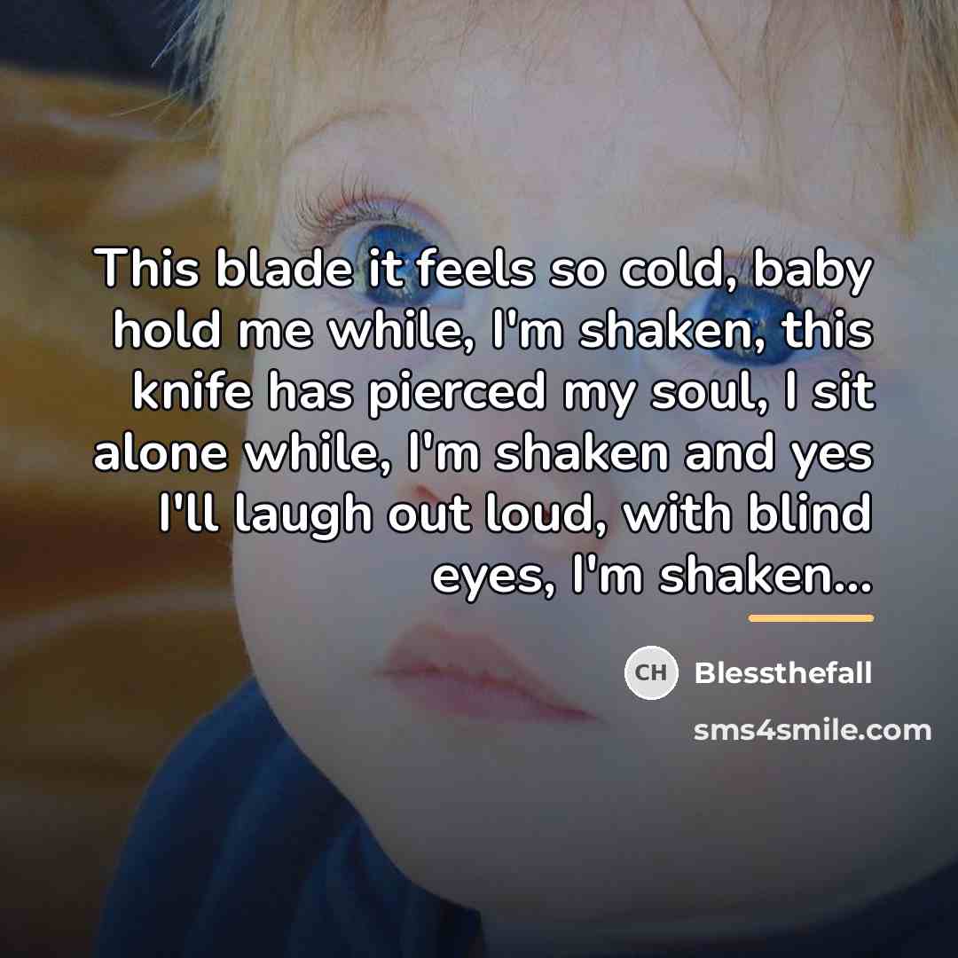 “This blade it feels so cold, baby hold me while,…” quote by Blessthefall