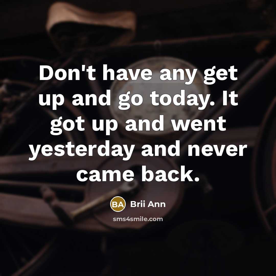 “Don't have any get up and go today. It got…” quote by Brii Ann