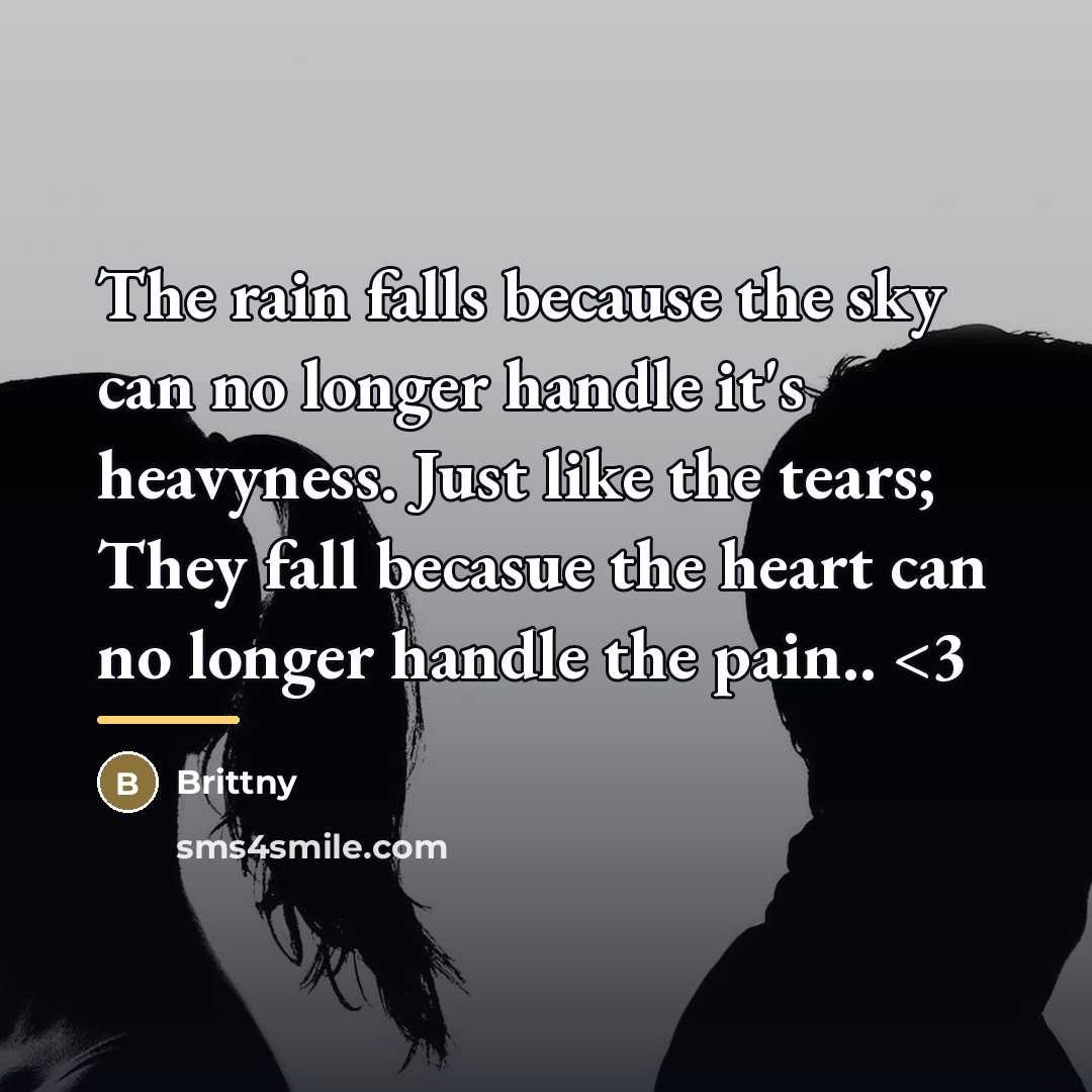 “The rain falls because the sky can no longer handle…” quote by Brittny
