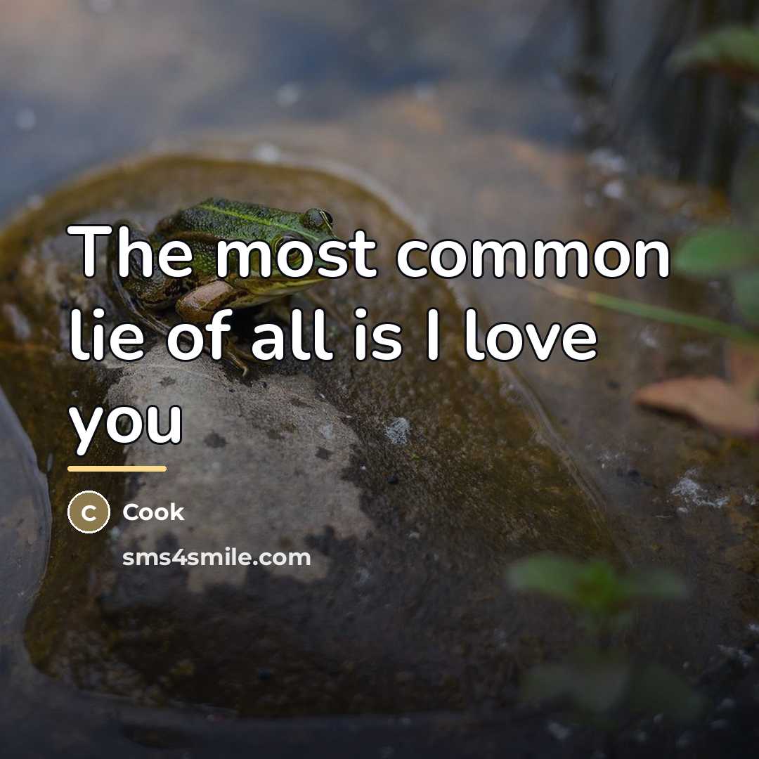 “The most common lie of all is I love you…” quote by Cook