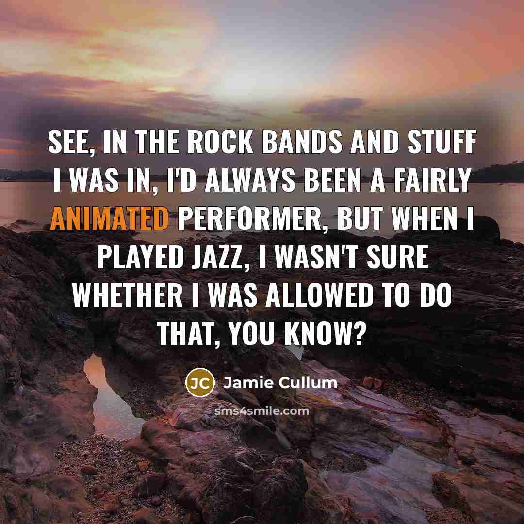 “See, in the rock bands and stuff I was in,…” quote by Jamie Cullum