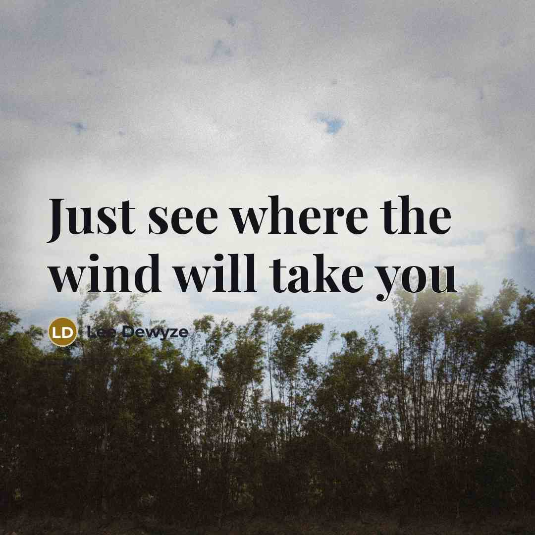 “Just see where the wind will take you” quote by Lee Dewyze