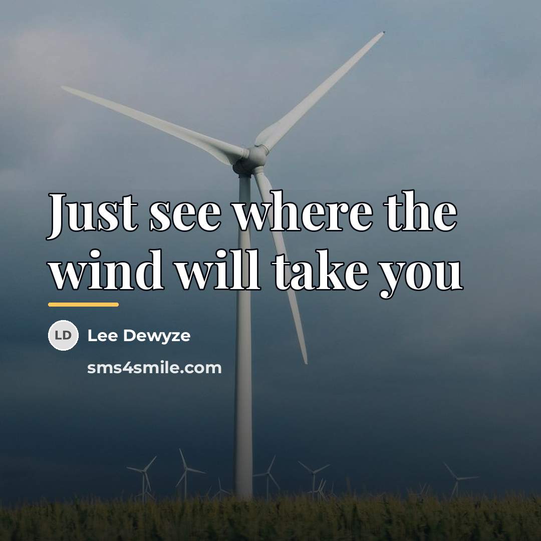 “Just see where the wind will take you…” quote by Lee Dewyze