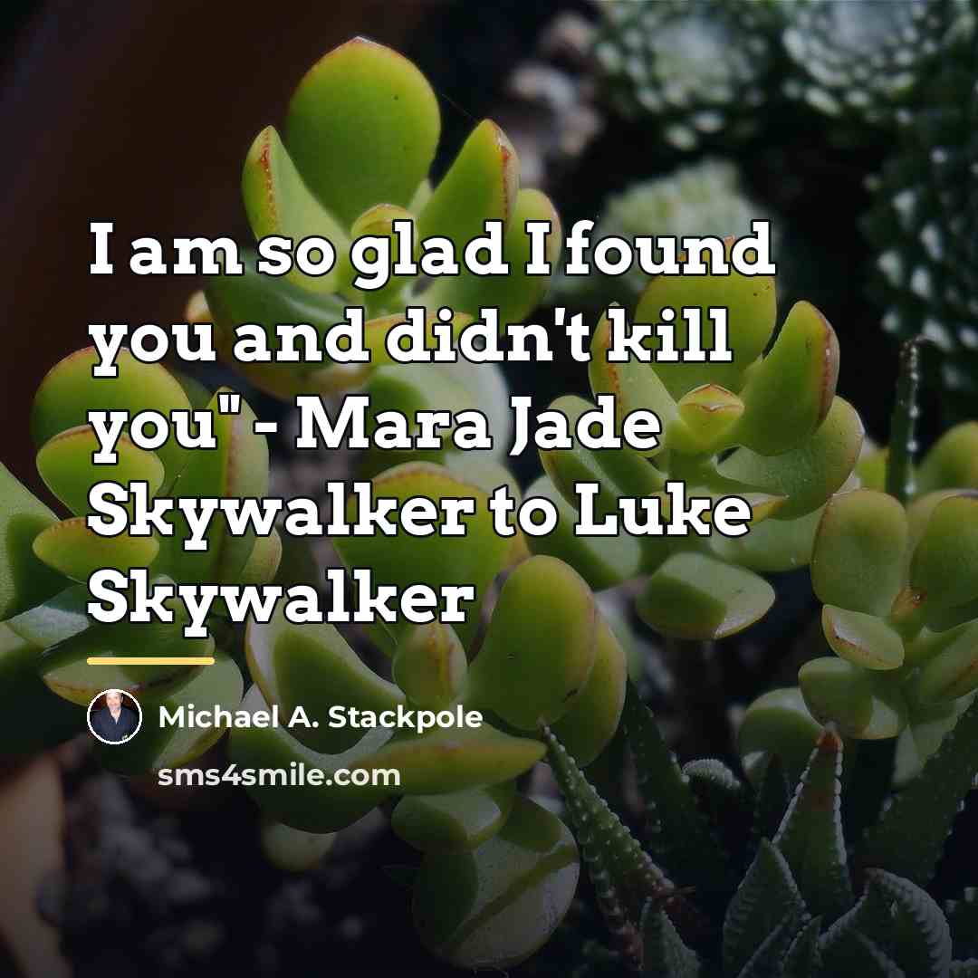 “I am so glad I found you and didn't kill…” quote by Michael A. Stackpole