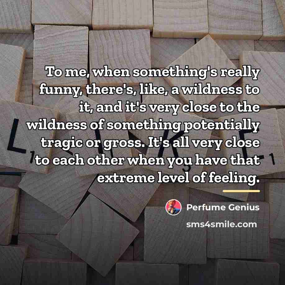 “To me, when something's really funny, there's, like, a wildness…” quote by Perfume Genius