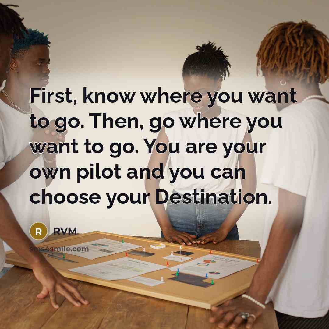 “First, know where you want to go. Then, go where you want to go. You are your own pilot and you can choose your Destination.” quote by RVM