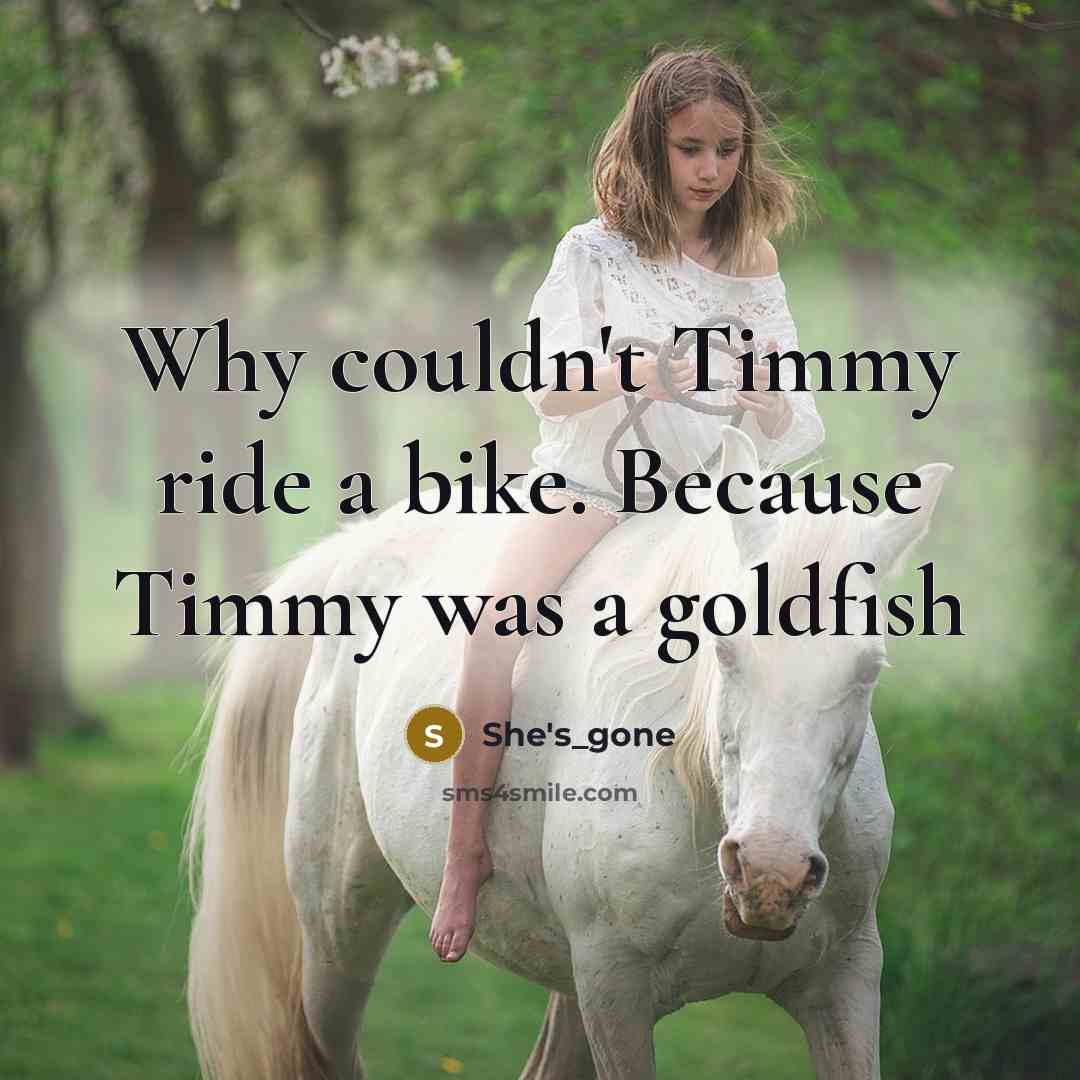 “Why couldn't Timmy ride a bike. Because Timmy was a…” quote by She's_gone