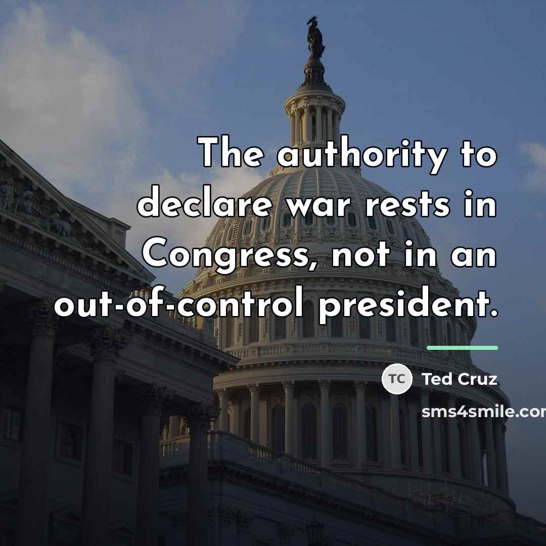 “The authority to declare war rests in Congress, not in…” quote by Ted Cruz