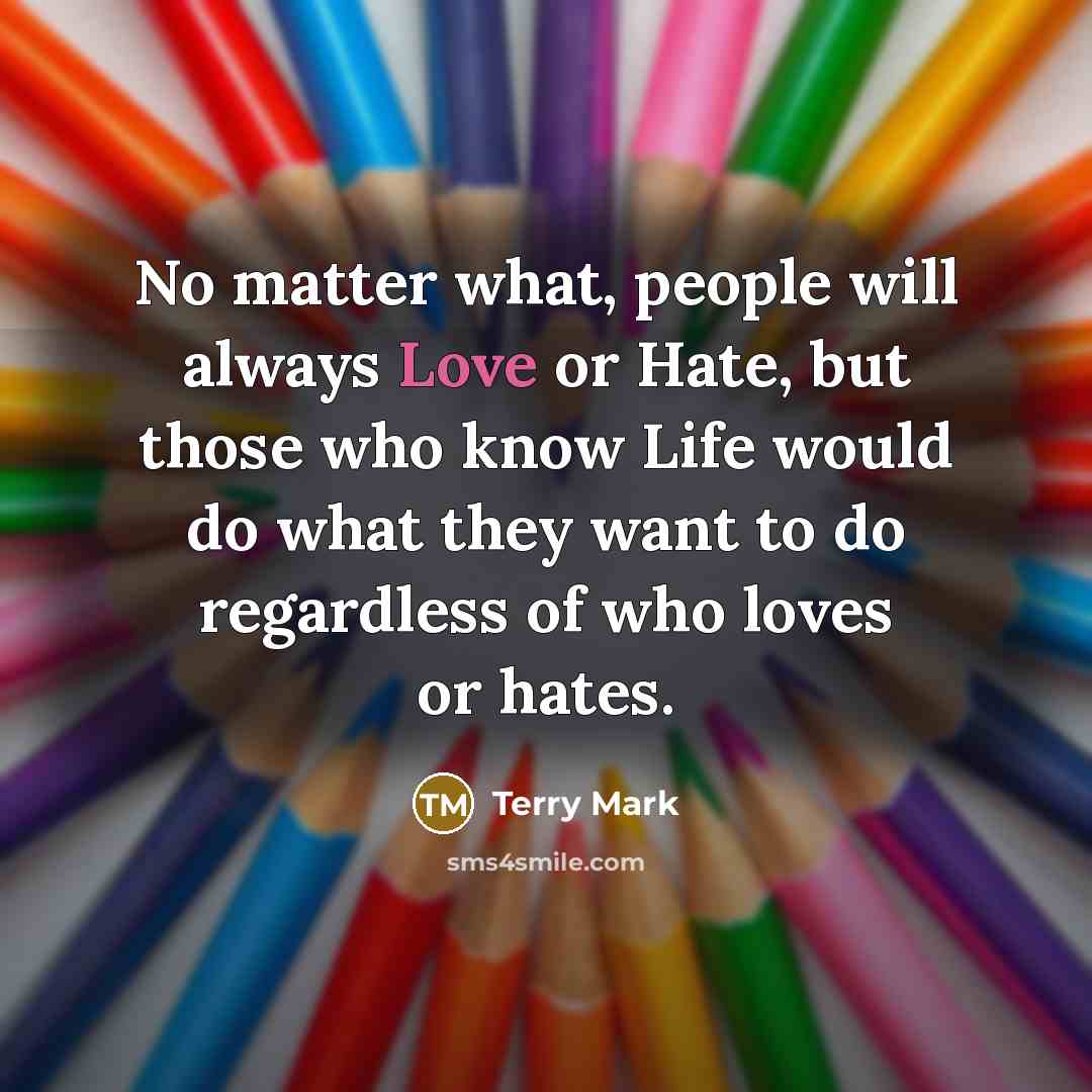 “No matter what, people will always Love or Hate, but…” quote by Terry Mark