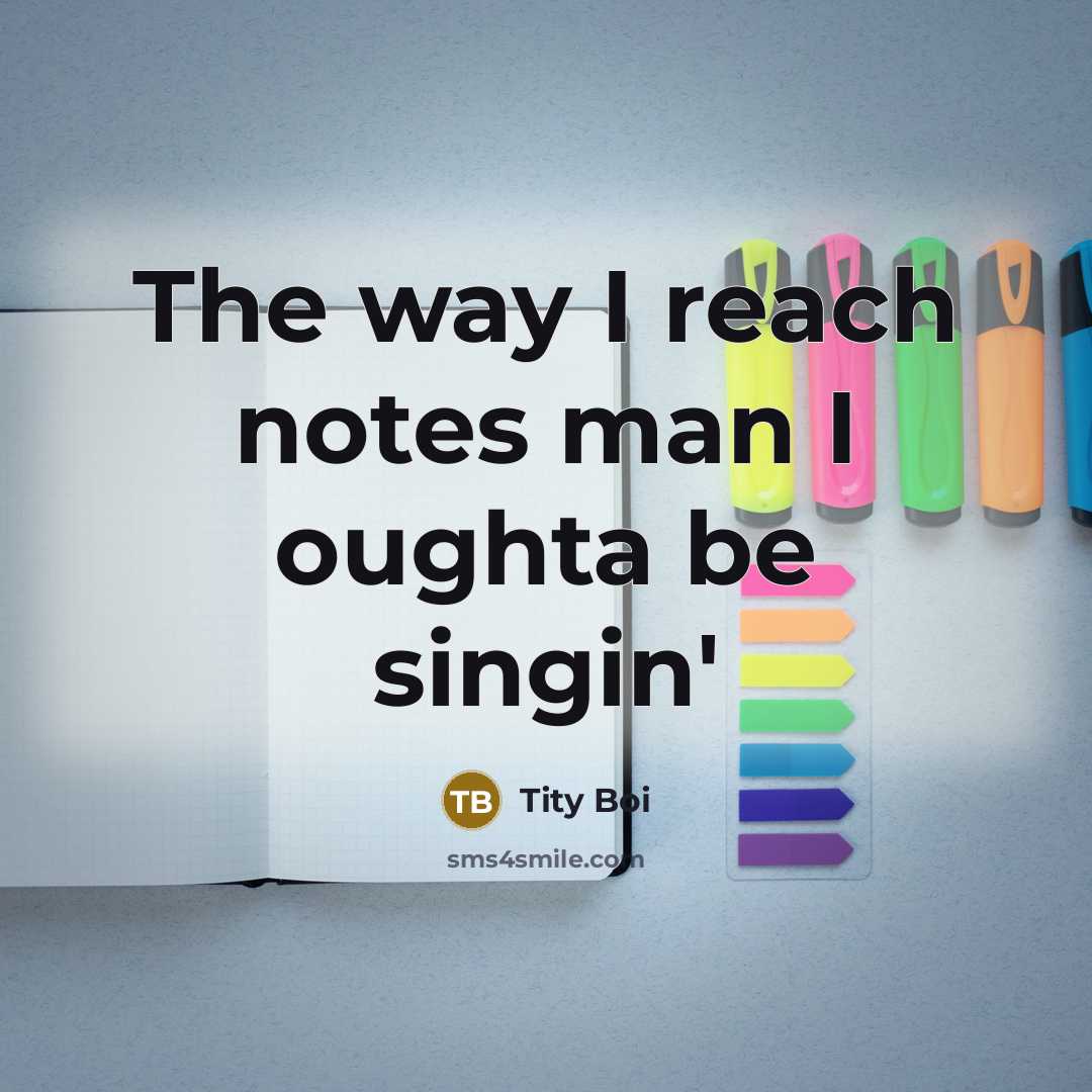 “The way I reach notes man I oughta be singin'” quote by Tity Boi