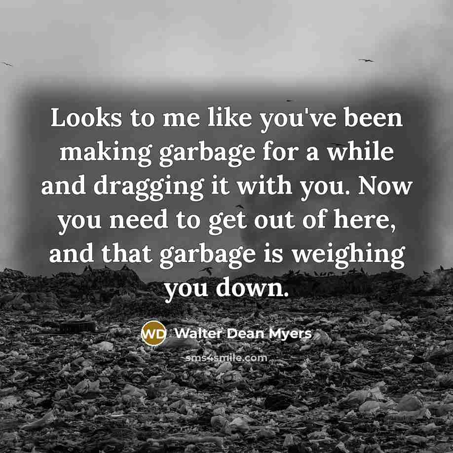 “Looks to me like you've been making garbage for a…” quote by Walter Dean Myers