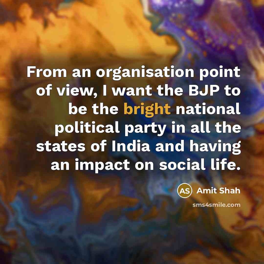 “From an organisation point of view, I want the BJP…” quote by Amit Shah