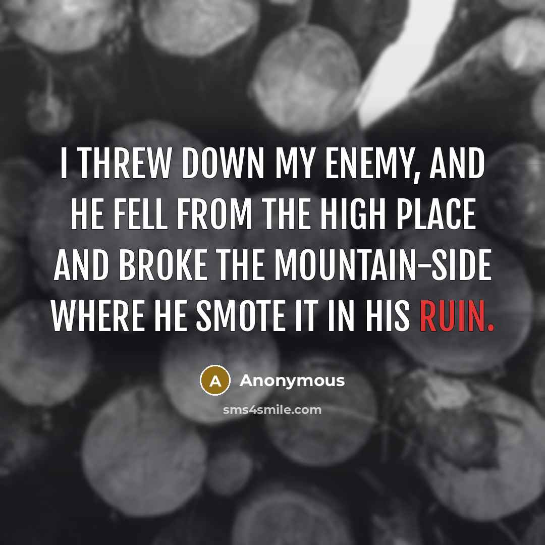 “I threw down my enemy, and he fell from the…” quote by Anonymous