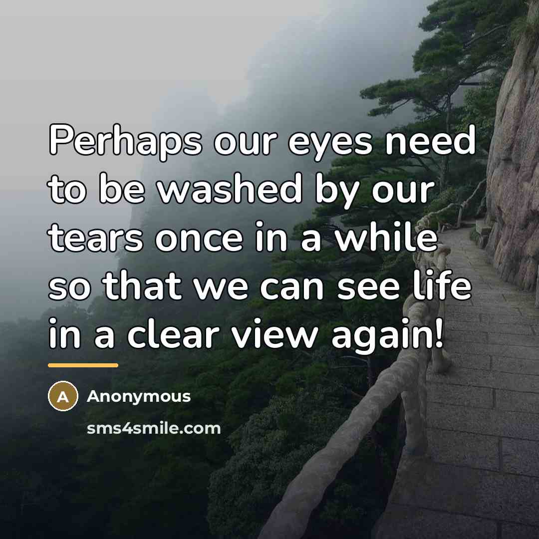 “Perhaps our eyes need to be washed by our tears…” quote by Anonymous