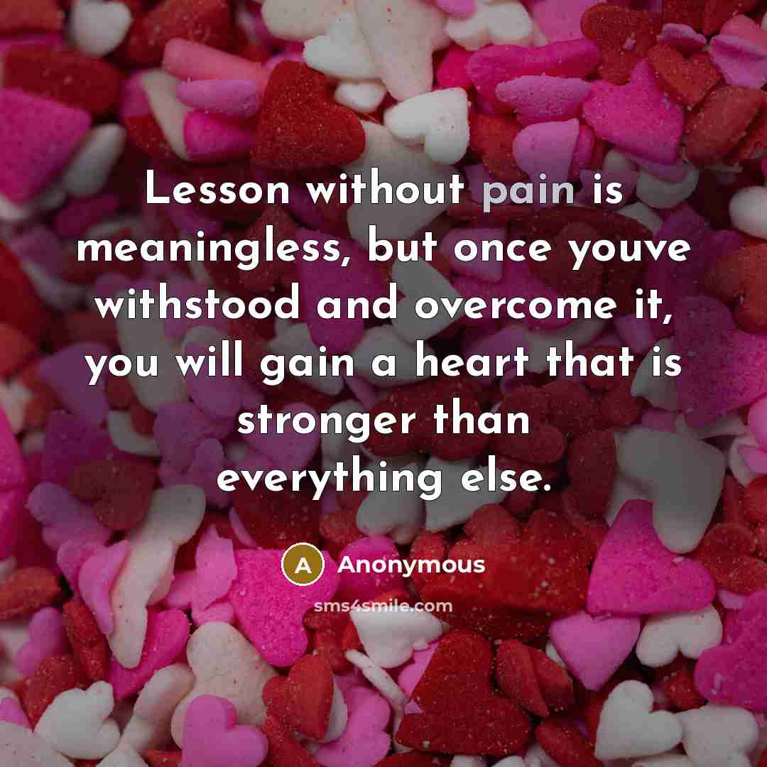 “Lesson without pain is meaningless, but once youve withstood and…” quote by Anonymous