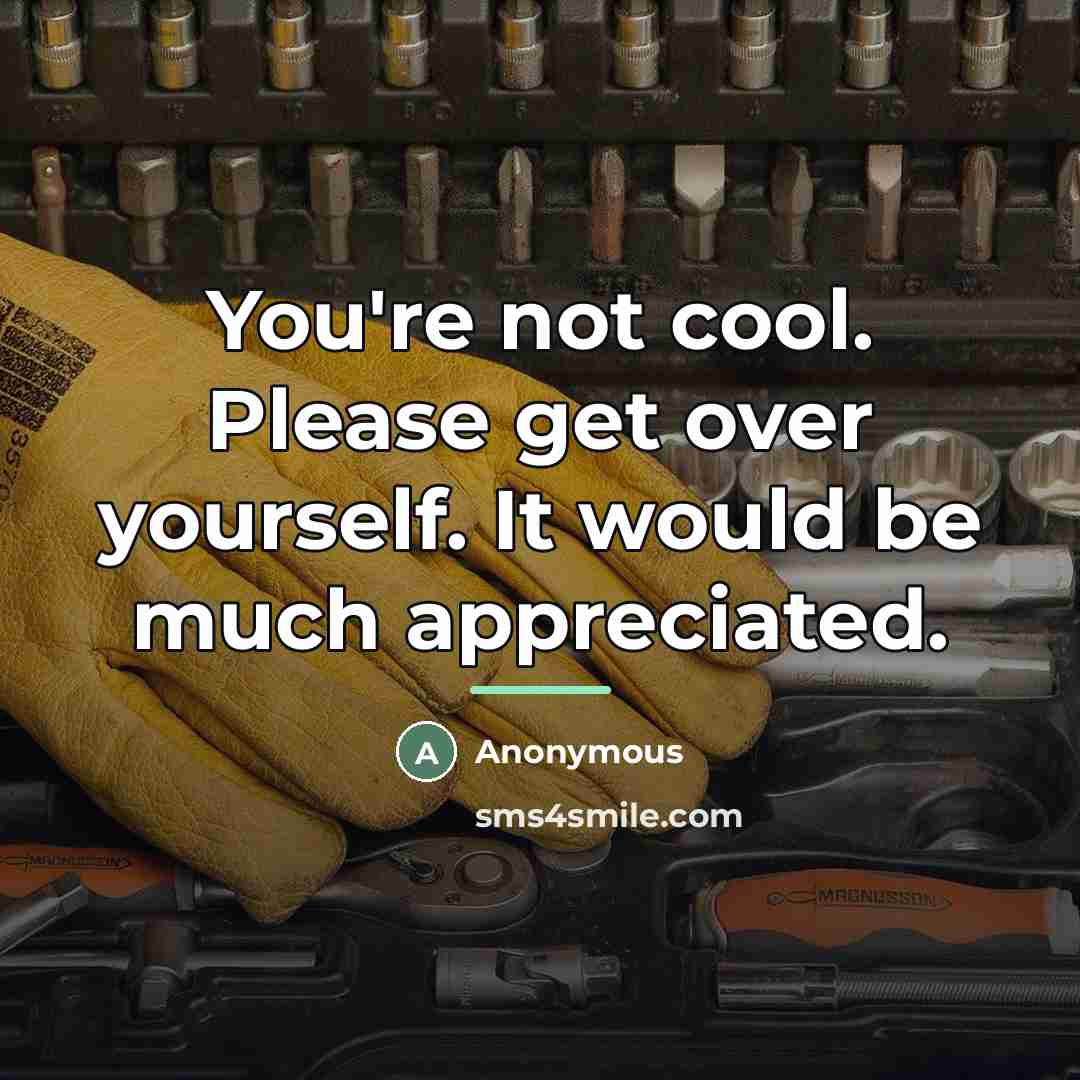 “You're not cool. Please get over yourself. It would be…” quote by Anonymous