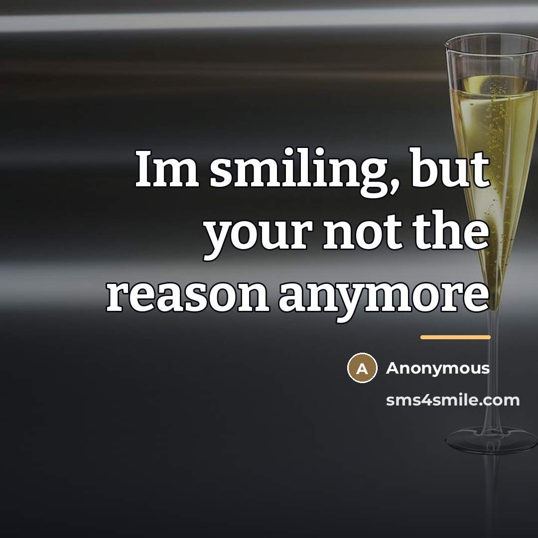 “Im smiling, but your not the reason anymore…” quote by Anonymous