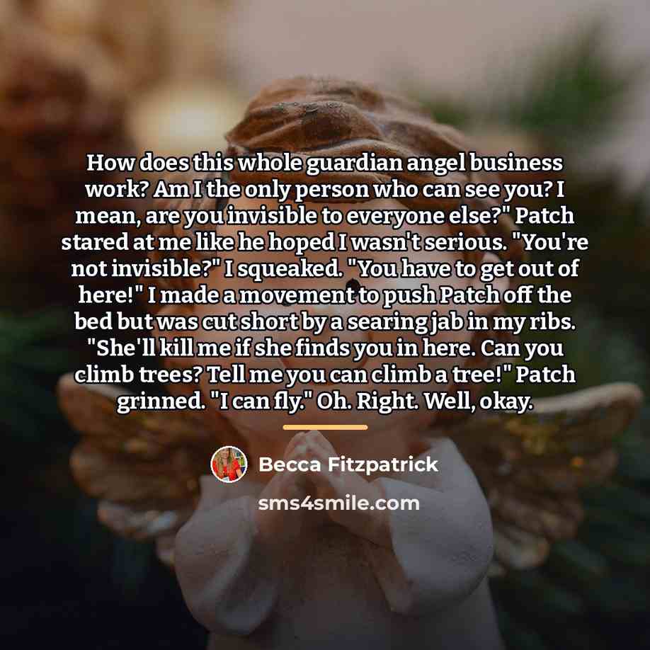 “How does this whole guardian angel business work? Am I…” quote by Becca Fitzpatrick