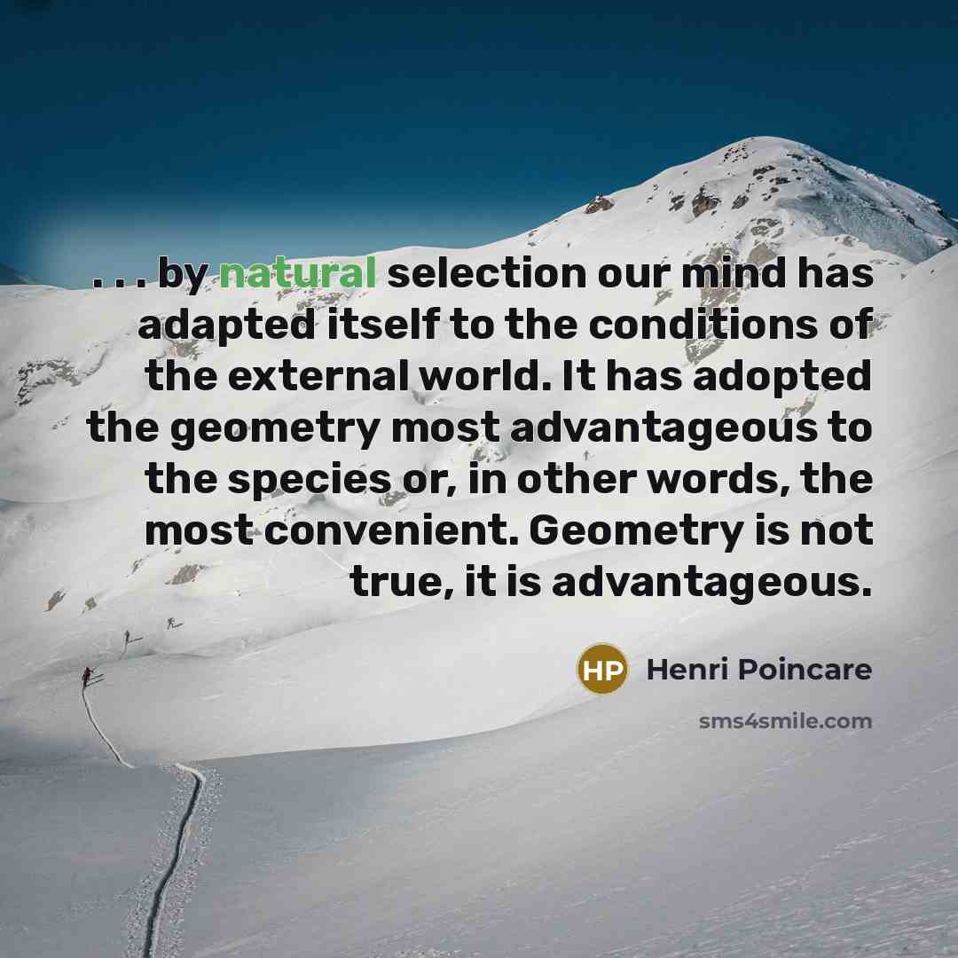 “. . . by natural selection our mind has adapted…” quote by Henri Poincare