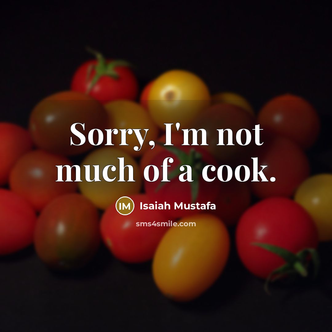 “Sorry, I'm not much of a cook.…” quote by Isaiah Mustafa