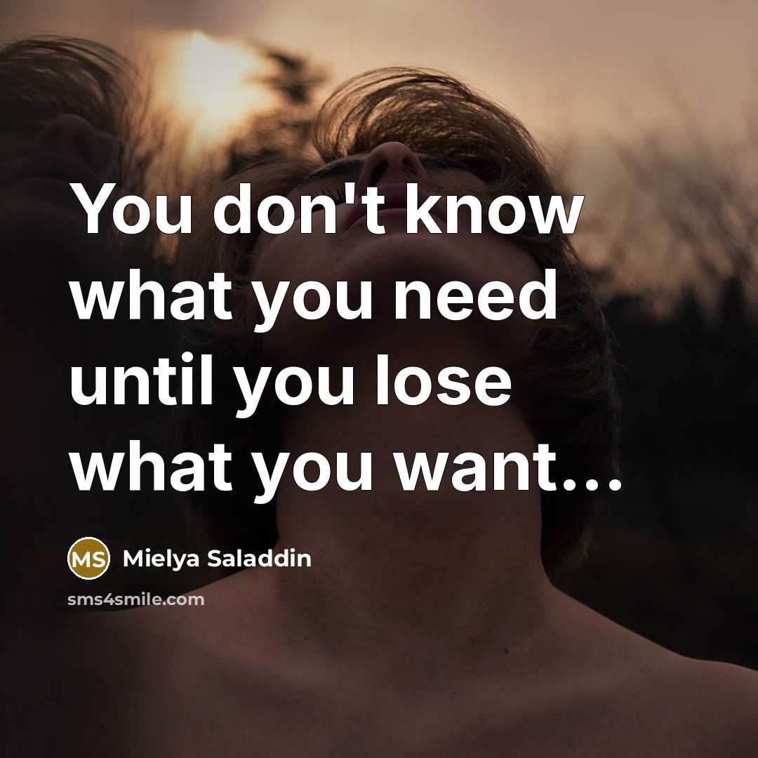 “You don't know what you need until you lose what…” quote by Mielya Saladdin
