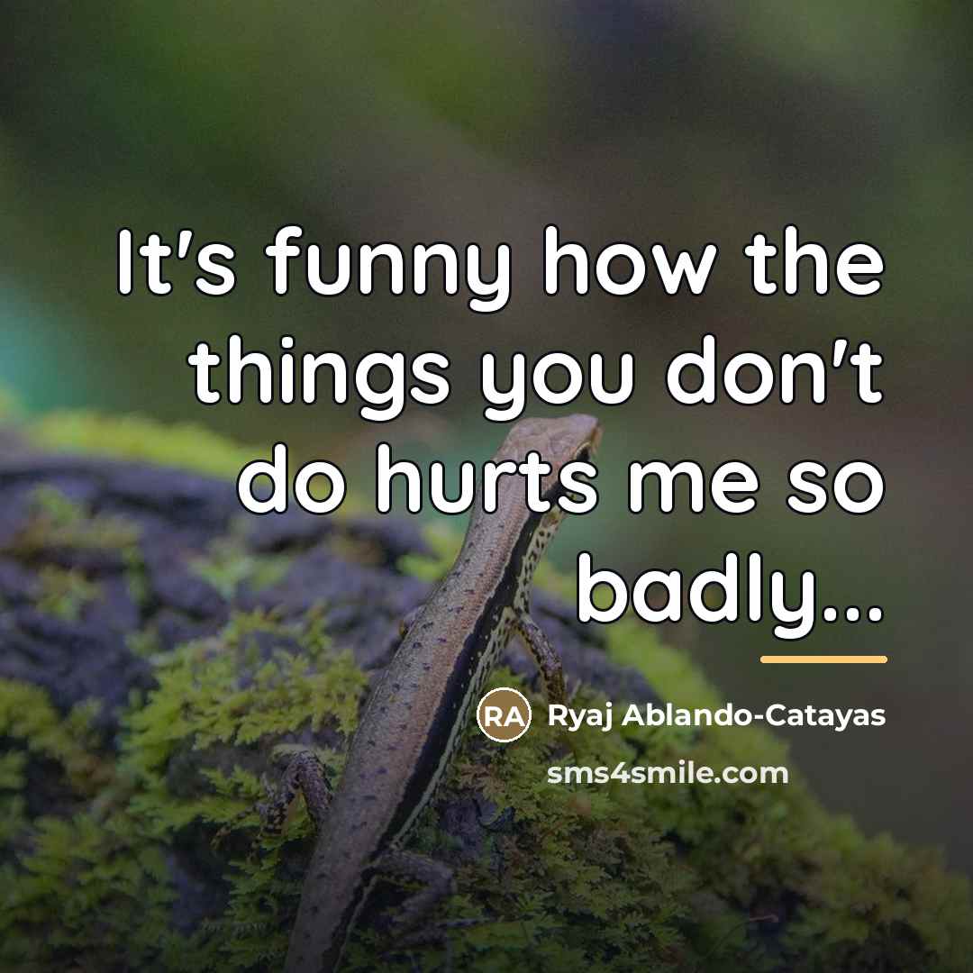 “It's funny how the things you don't do hurts me…” quote by Ryaj Ablando-Catayas