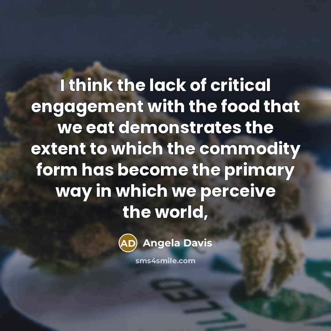 “I think the lack of critical engagement with the food…” quote by Angela Davis