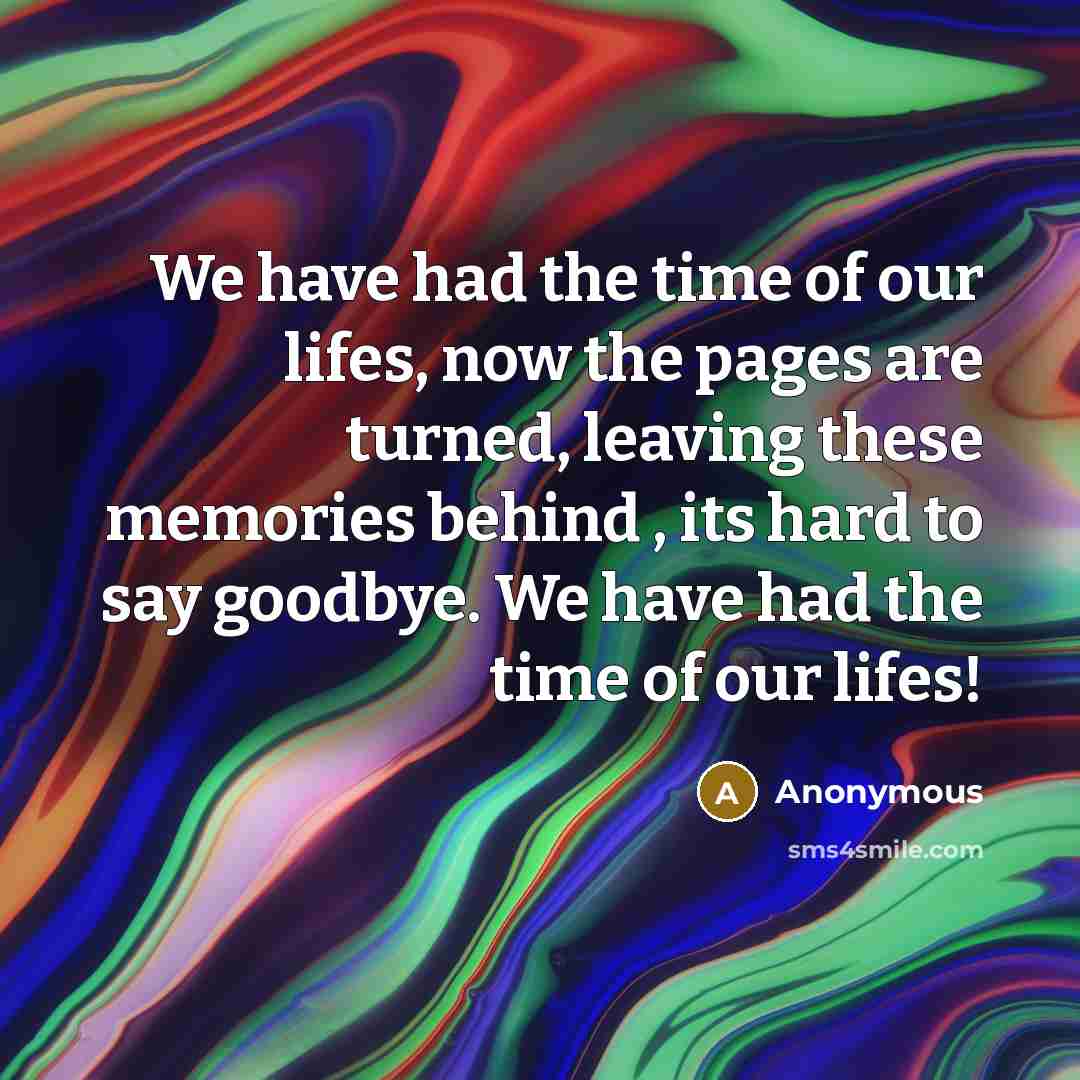 “We have had the time of our lifes, now the…” quote by Anonymous